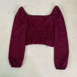 Red cropped ruched top